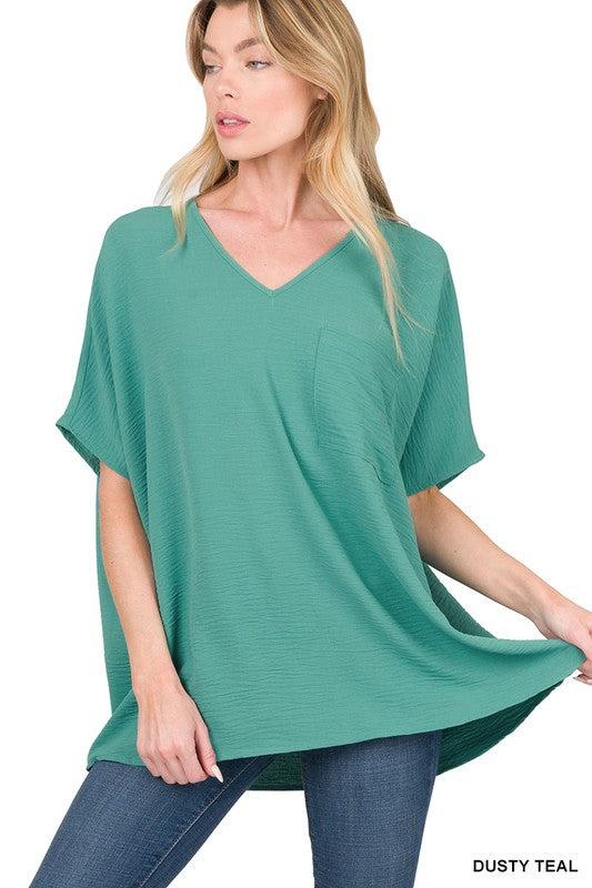 Womens Airflow Dolman top cropped with pocket