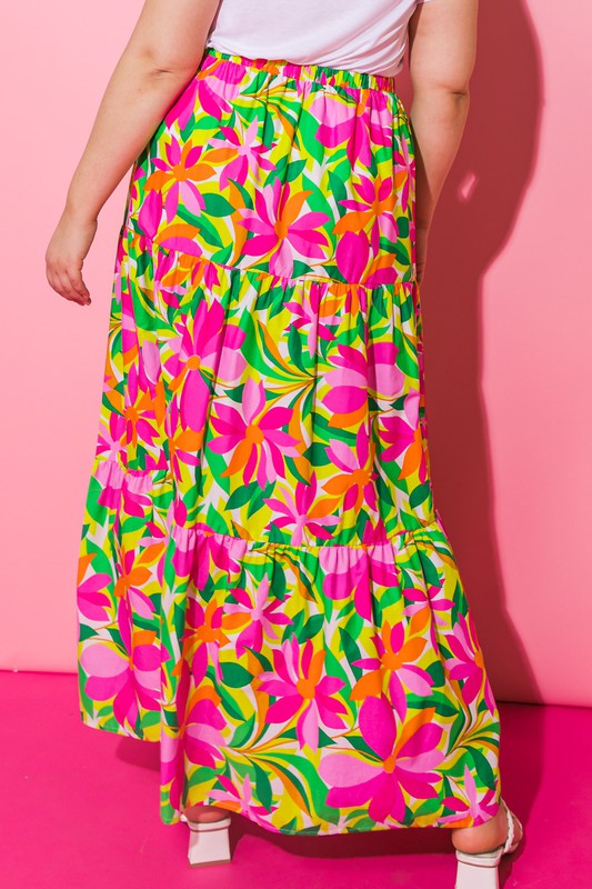 Flying Tomato Plus Size Printed Poplin Skirt