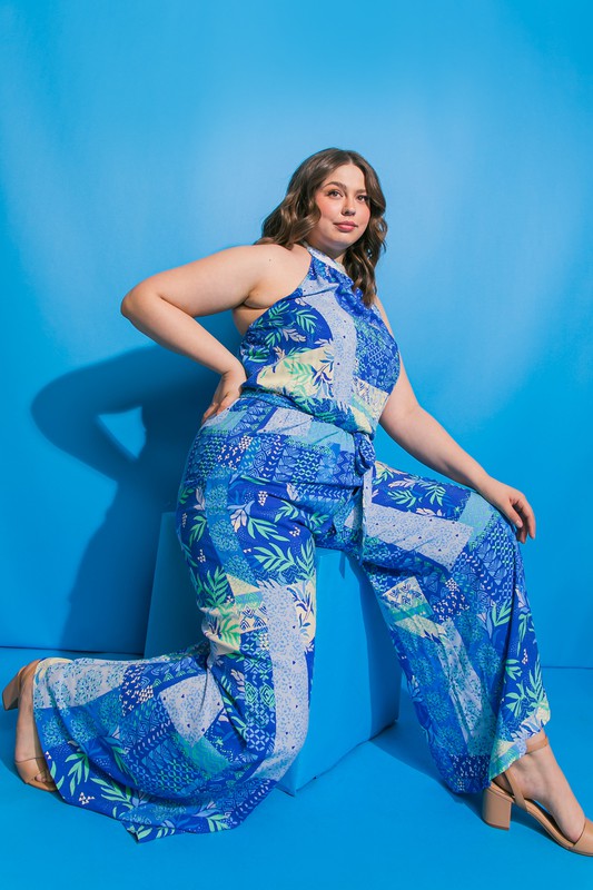 Flying Tomato Plus Size Printed Woven Jumpsuit