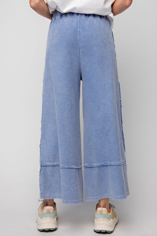 Women's MINERAL WASHED SOFT TWILL WIDE LEG PANTS in Denim by Easel