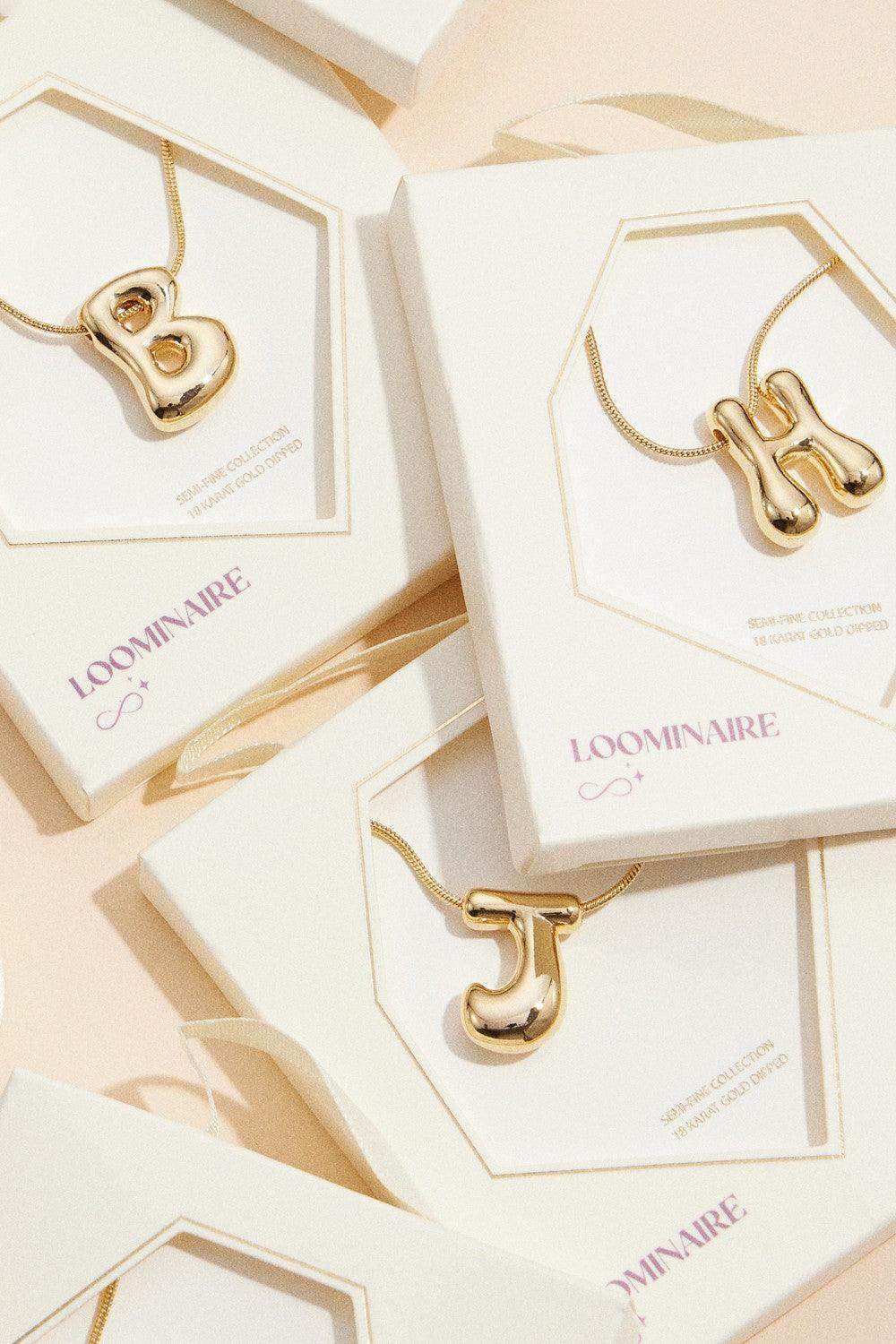 18K Gold Dipped Assorted Bubble Monogram Necklace - Esme and Elodie