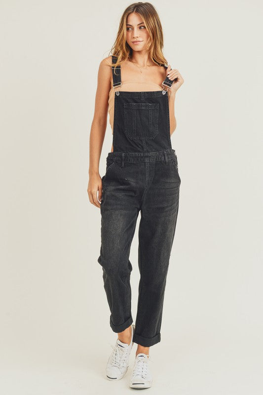 Plus size relaxed fit overall jeans in black