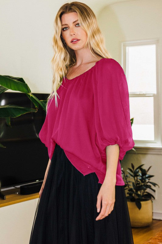 Plus Size Lined Magenta Top