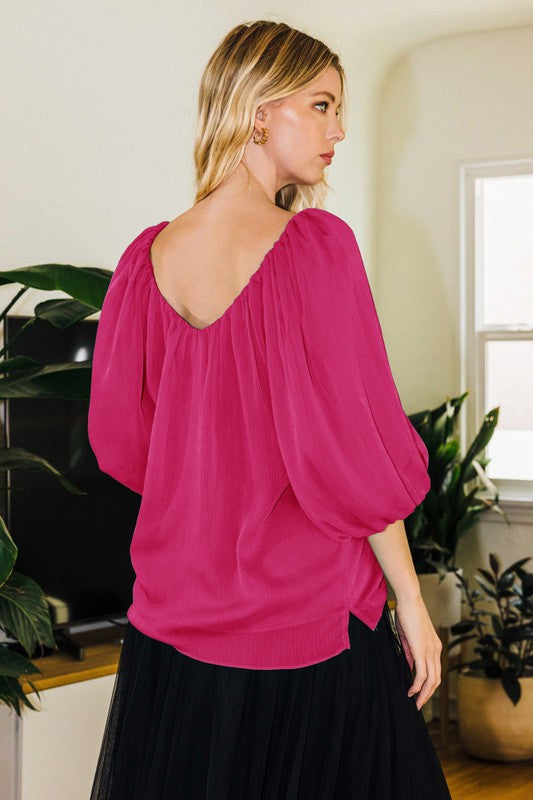 Plus Size Lined Magenta Top