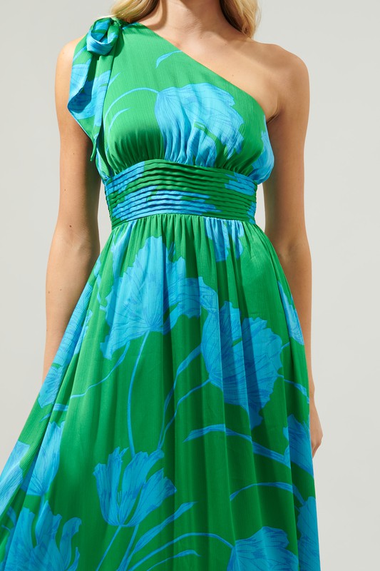 Womens & Plus Size Sugar Lips Seamoss Floral Bayou One Shoulder Maxi Dress