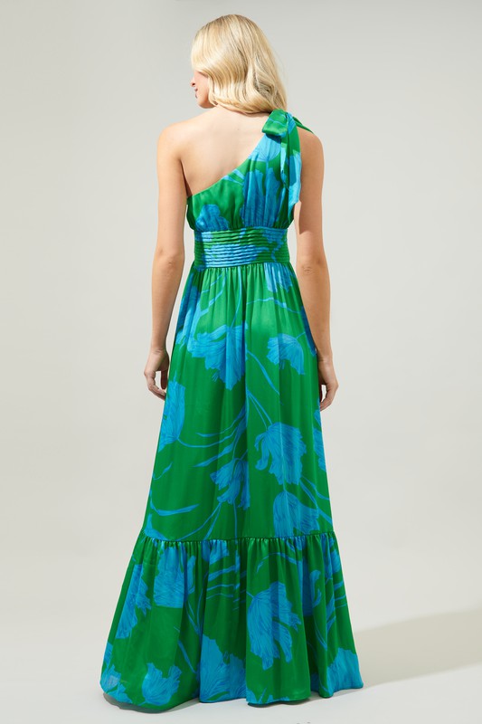 Womens & Plus Size Sugar Lips Seamoss Floral Bayou One Shoulder Maxi Dress