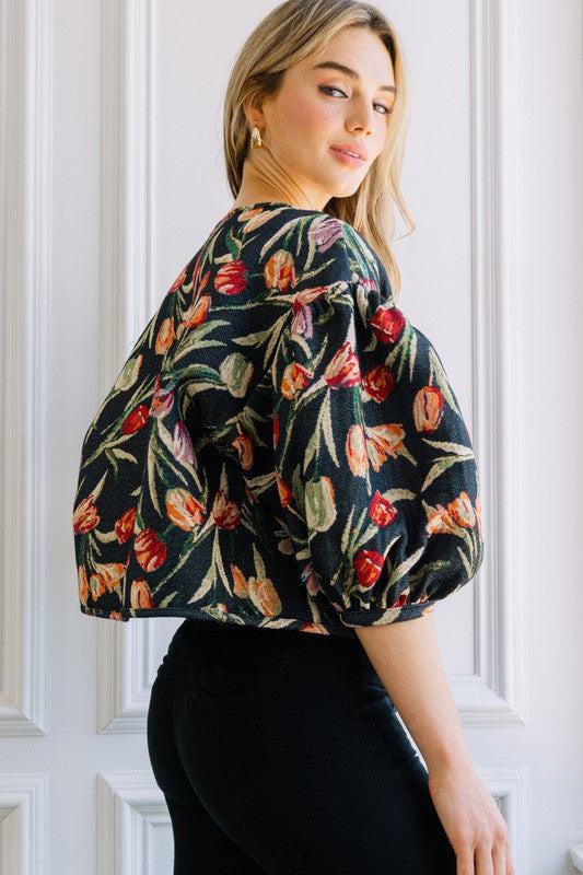 Plus Size Oddi Cropped Puff Sleeve Tulip Jacket