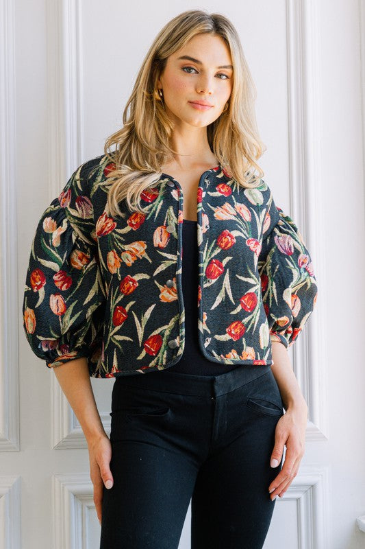 Plus Size Oddi Cropped Puff Sleeve Tulip Jacket