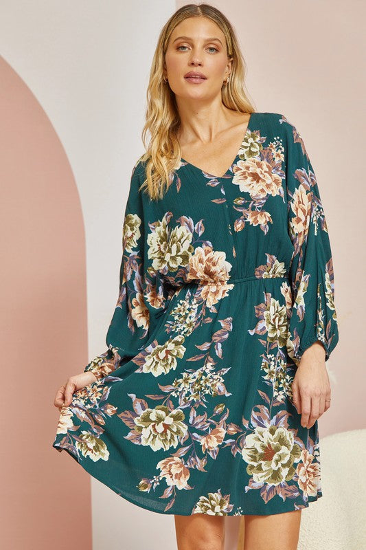 Women's Andre Floral dolman dress with vneck