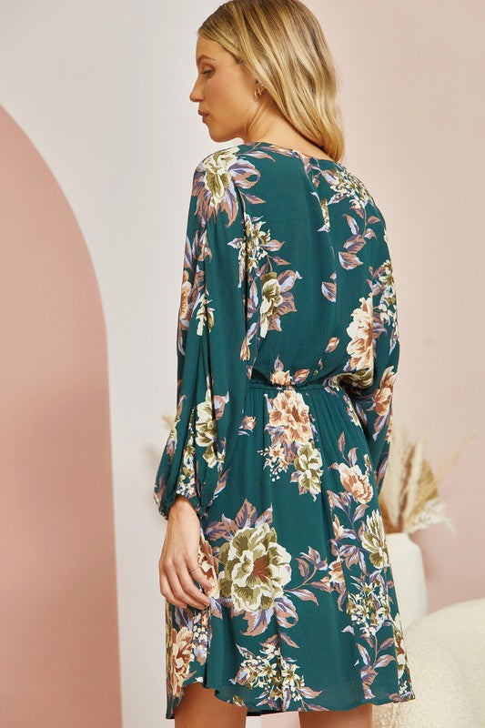 Women's Andre Floral dolman dress with vneck