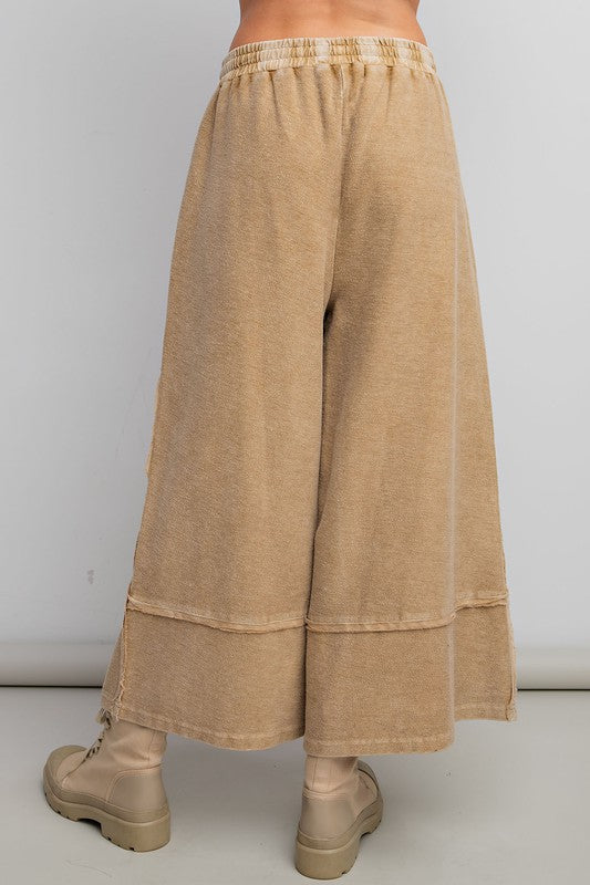 Plus Size MINERAL WASHED SOFT TWILL WIDE LEG PANTS in Pretzel by Easel