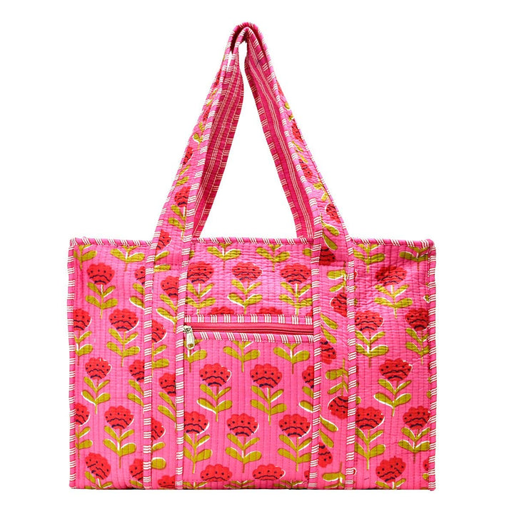 Cotton Block Print Tote Bag-Small