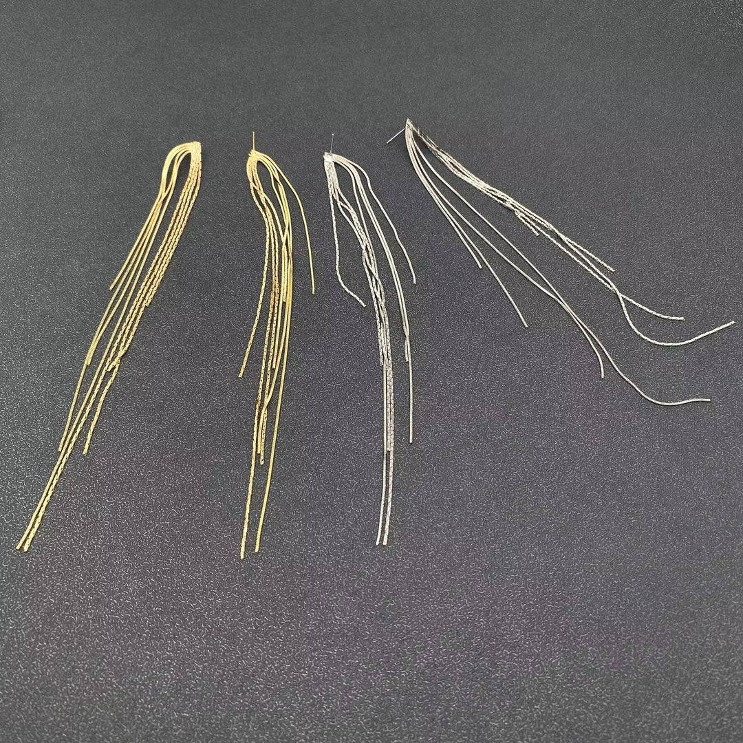 Mio Queena - Dual Style Long Chain Tassel Temperament Post Earrings: Gold