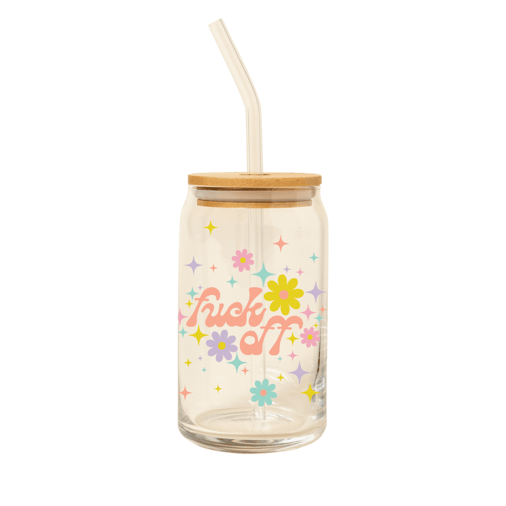 Can Glass w/Lid + Straw: Carnival Check