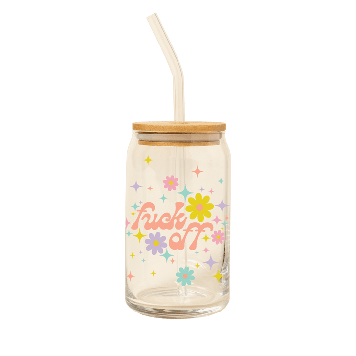 Can Glass w/Lid + Straw: Carnival Check