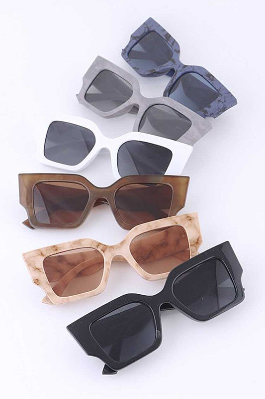 Marble Effect Pointy Cat Eye Sunglasses