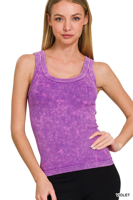 Womens two way washed reversible tank crop top