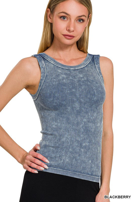 Womens two way washed reversible tank crop top