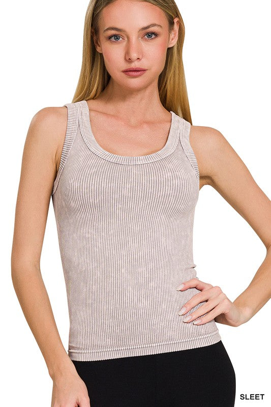 Womens two way washed reversible tank crop top