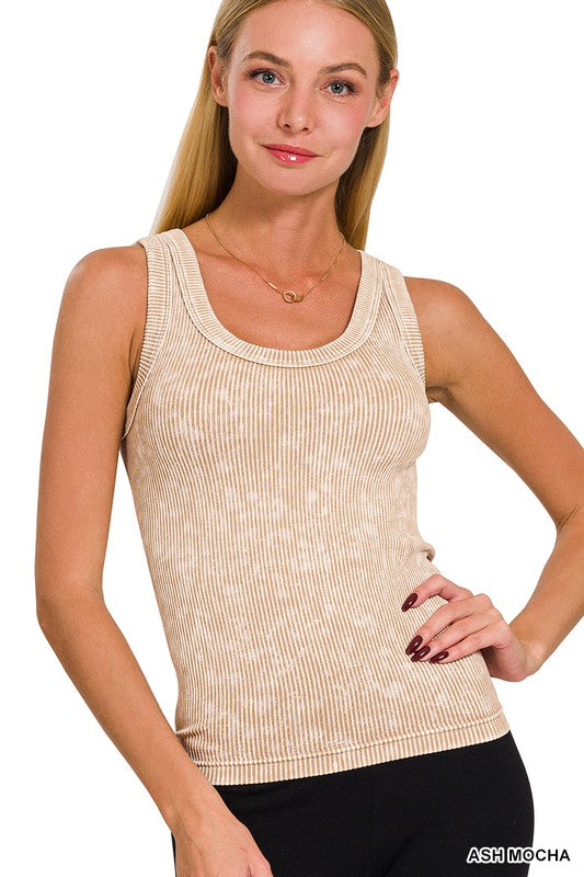 Womens two way washed reversible tank crop top