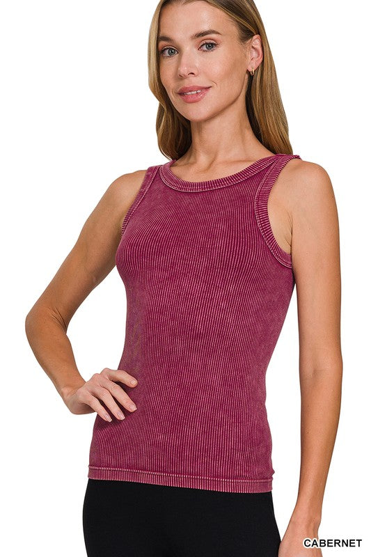 Womens two way washed reversible tank crop top