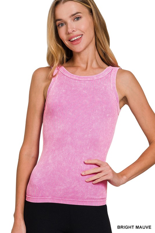 Womens two way washed reversible tank crop top