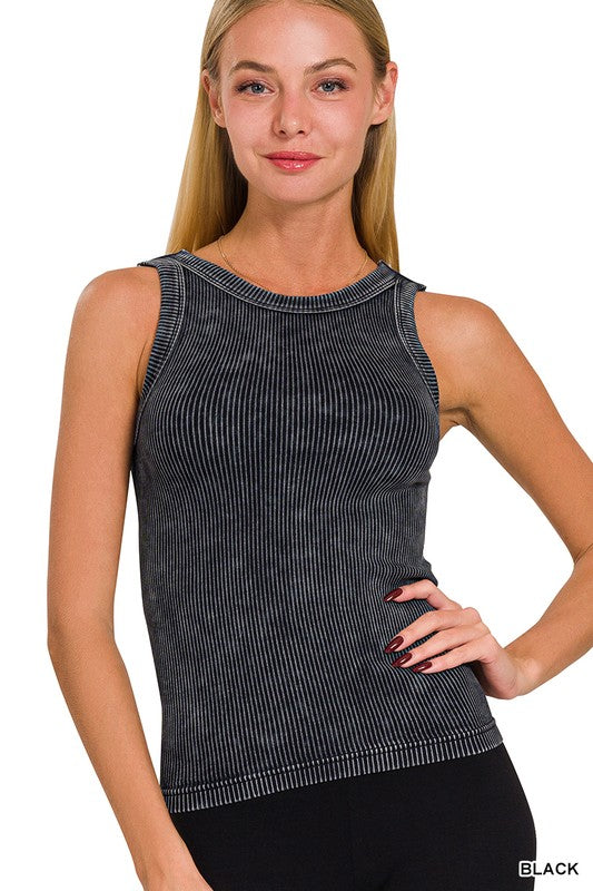 Womens two way washed reversible tank crop top
