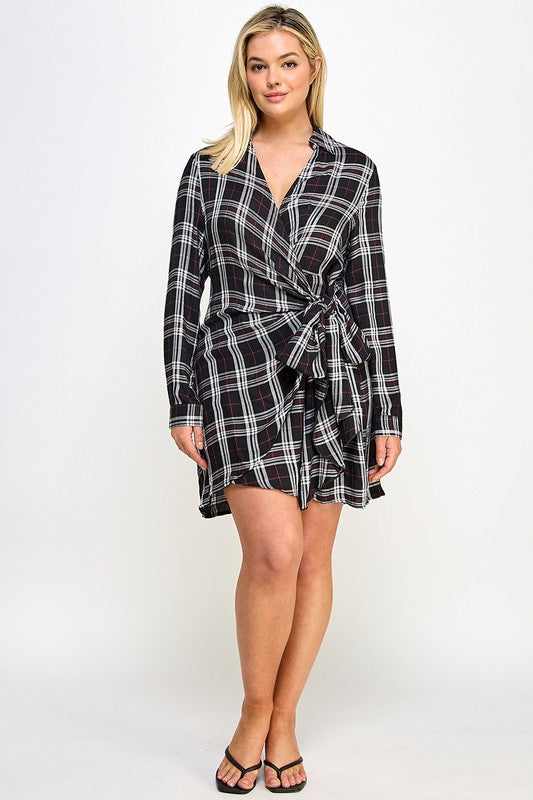Plus Size Plaid Wrap Dress