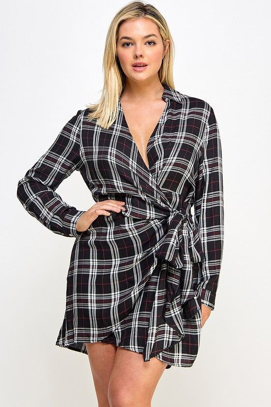 Plus Size Plaid Wrap Dress
