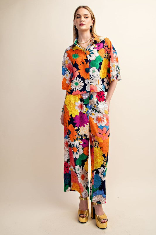 Womens Gigio Floral Elastic Waist Pants