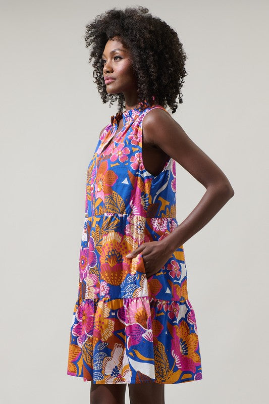 Womens Floral Sleeveless aline dress