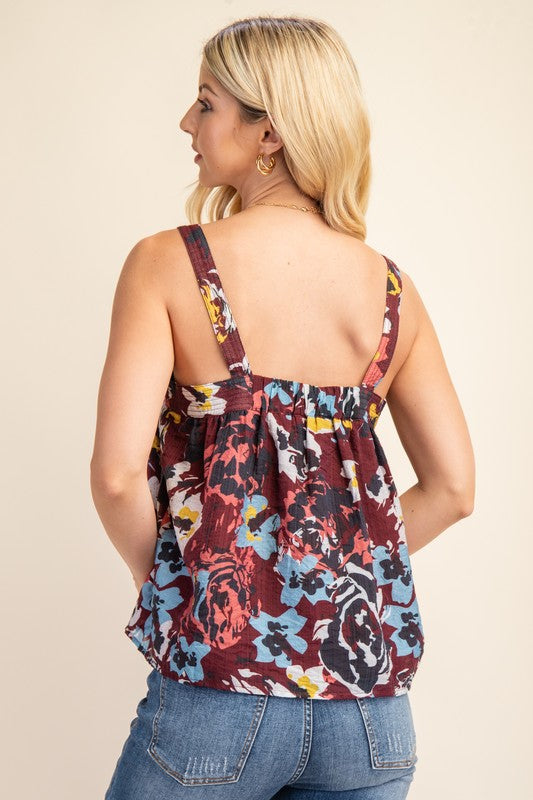 Women's Gigio floral square neck tannk top sleeveless top