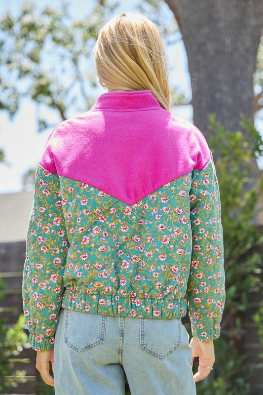 Plus Size Oddi Floral Quilted Jacket