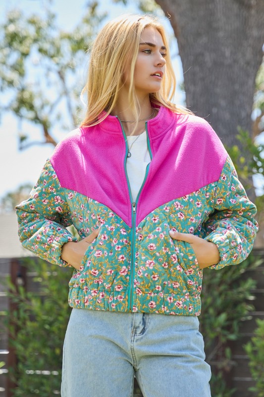 Plus Size Oddi Floral Quilted Jacket