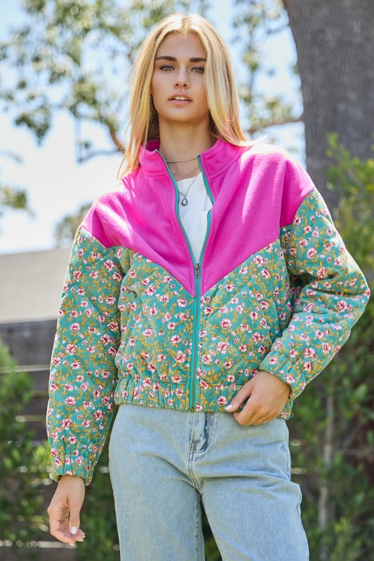 Plus Size Oddi Floral Quilted Jacket