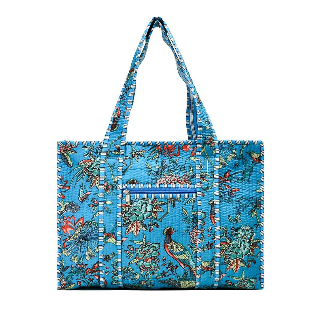 Cotton Block Print Tote Bag-  Small