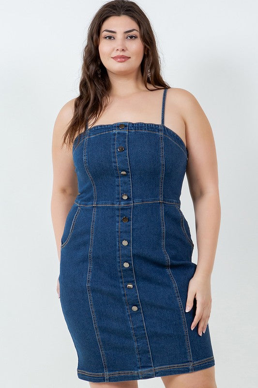 Plus Size Denim Dress with Buttons