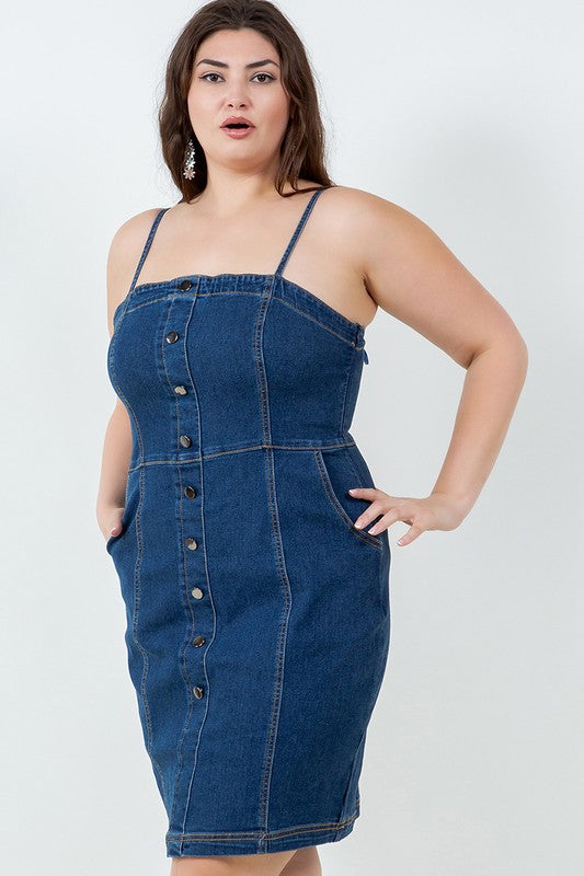 Plus Size Denim Dress with Buttons