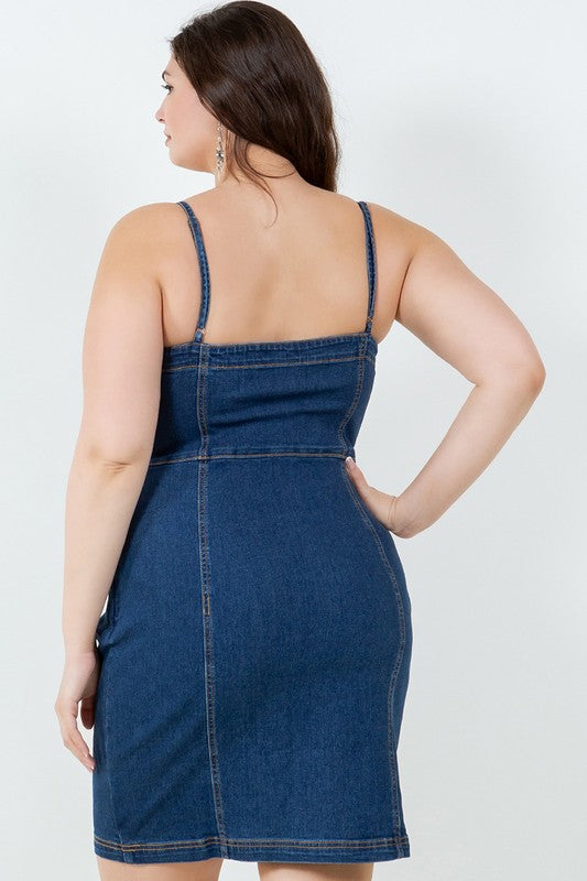 Plus Size Denim Dress with Buttons