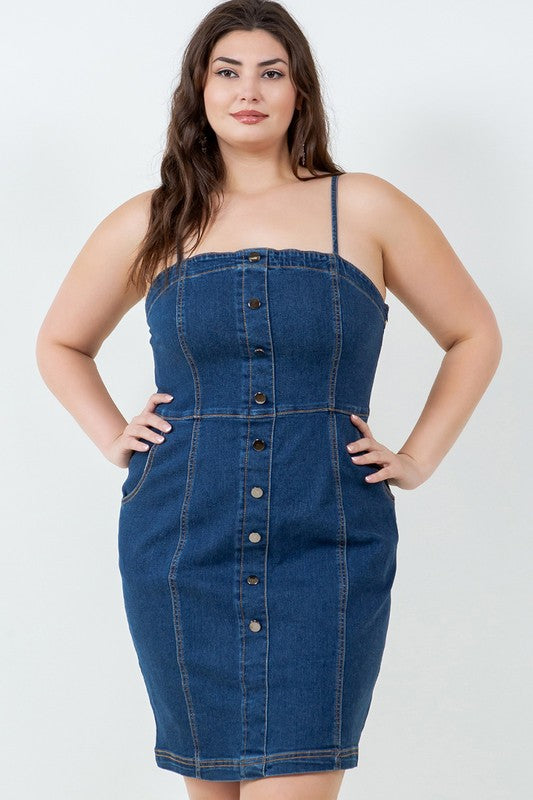 Plus Size Denim Dress with Buttons