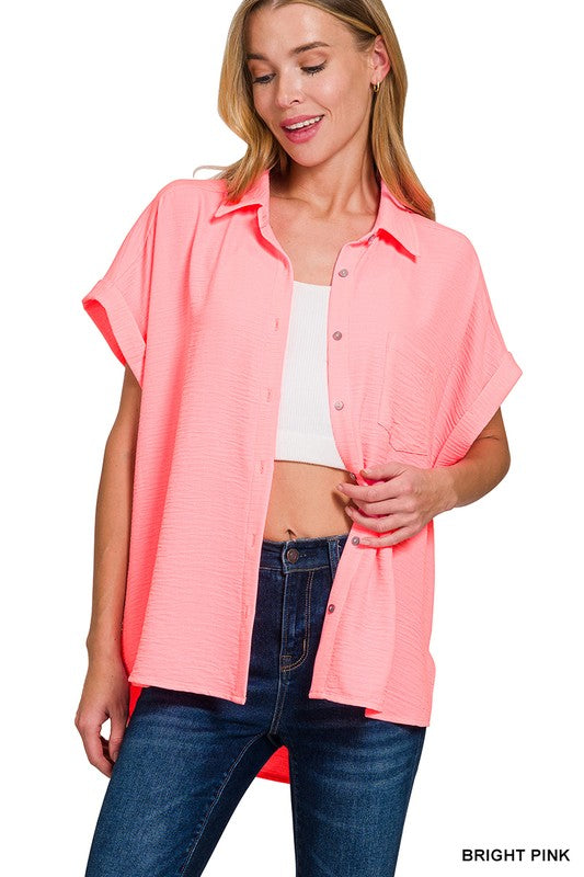 Womens Airflow Button Down Top- Multiple Colors