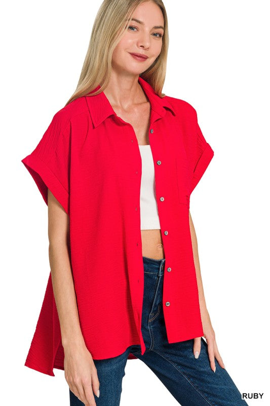 Womens Airflow Button Down Top- Multiple Colors