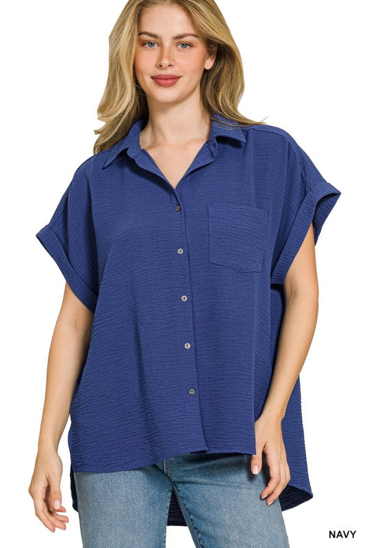 Womens Airflow Button Down Top- Multiple Colors
