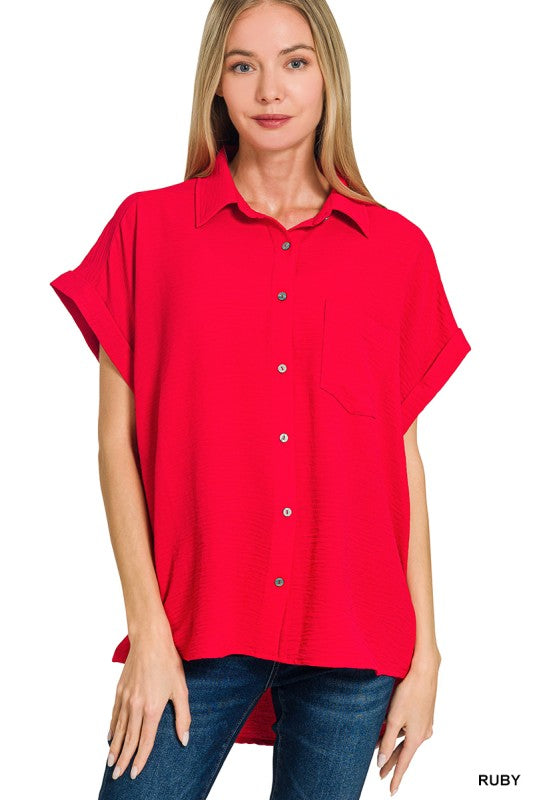 Womens Airflow Button Down Top- Multiple Colors