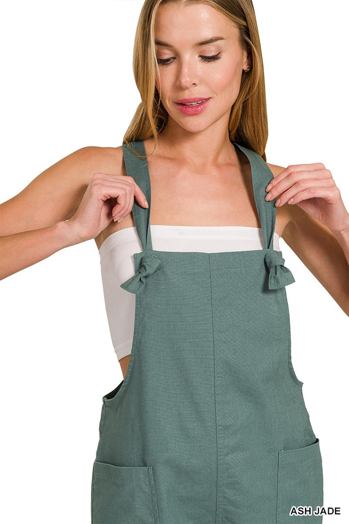 Womens Woven Knot Strap Rompers