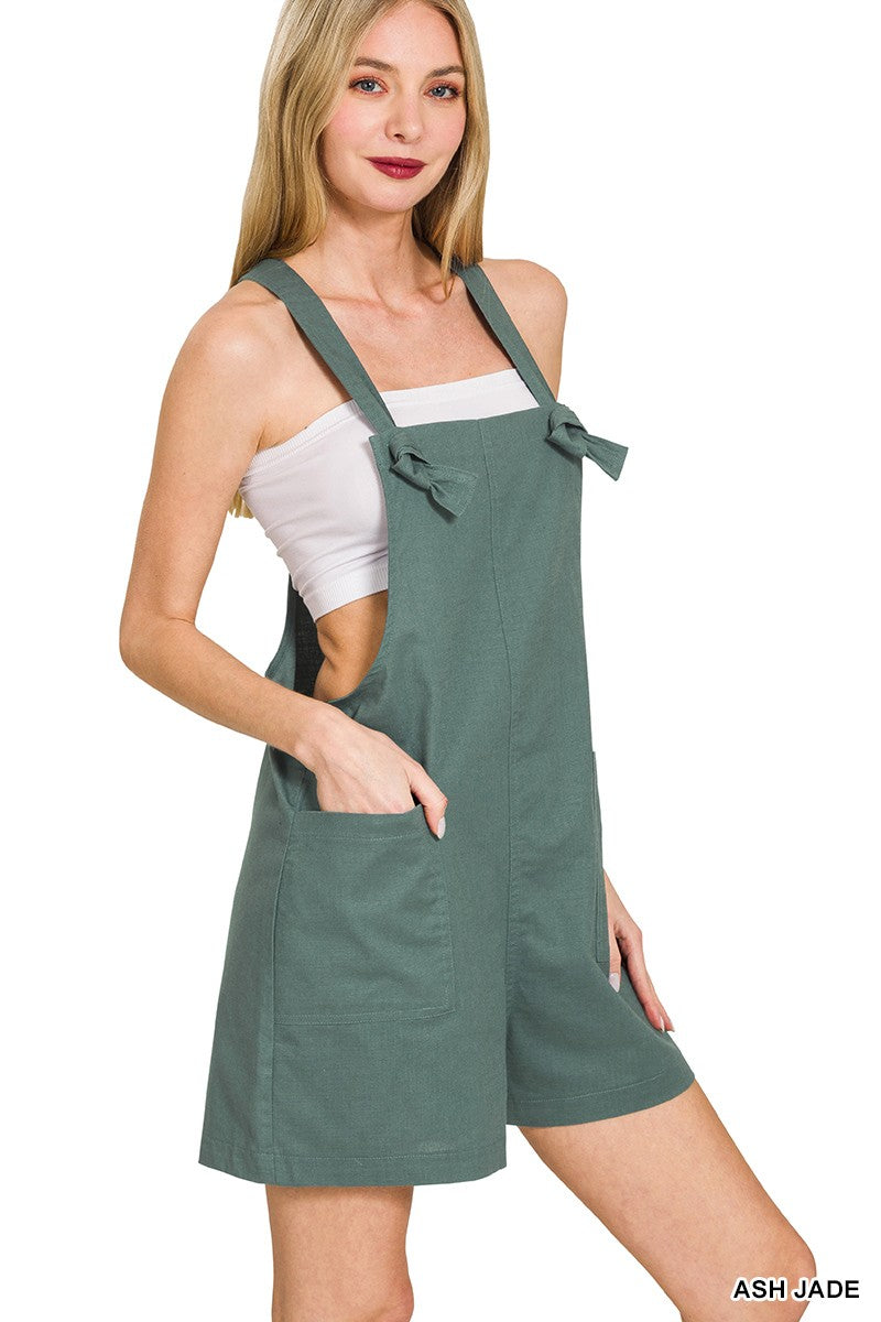 Womens Woven Knot Strap Rompers