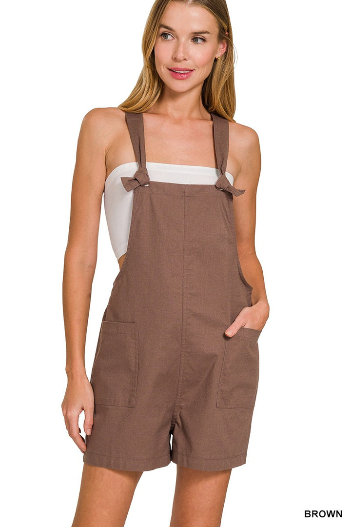 Womens Woven Knot Strap Rompers