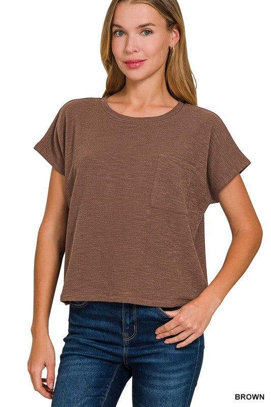 Womens Zenana Slub crop top in Multiple Colors