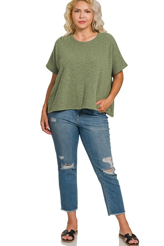 Plus Size Cotton Slub Oversized Tee