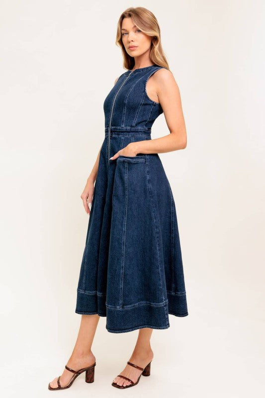 Womens Flying Tomato Zip Denim Dress